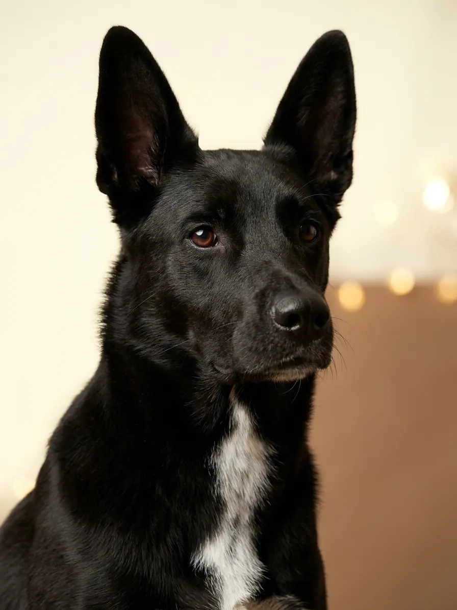Bruce, o cão preto de orelhas em pé que inspirou a Forever Boo